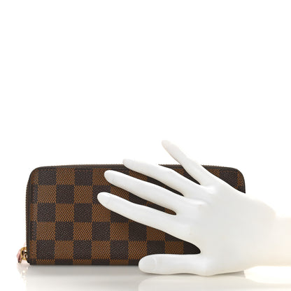 Louis Vuitton Damier Ebene Clemence Wallet Rose Ballerine 2 of 9