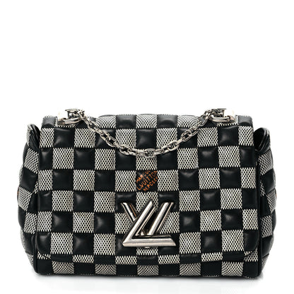 Louis Vuitton Calfskin Damier Twist Shoulder Bag BB Black White 1 of 9