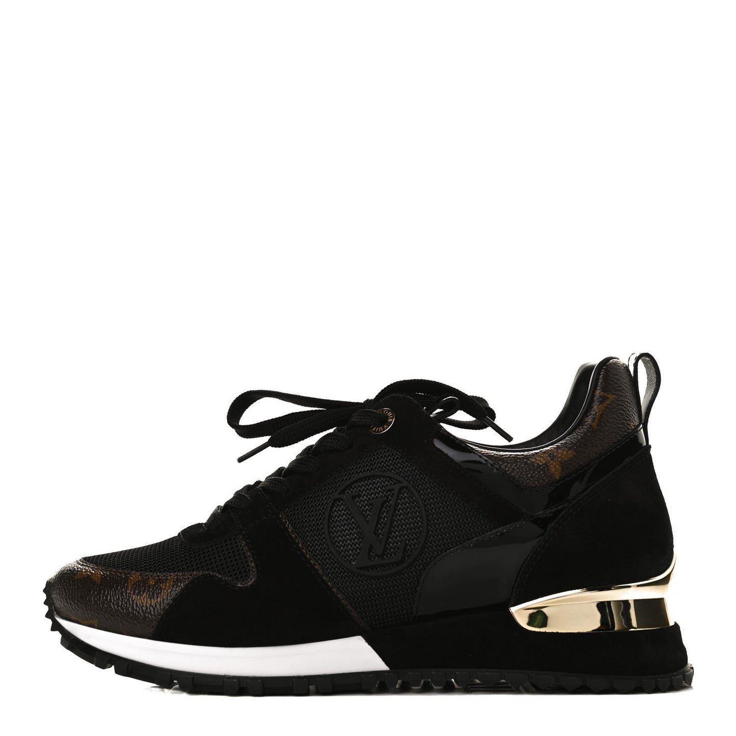 Suede Monogram Run Away Sneakers 37.5 Black