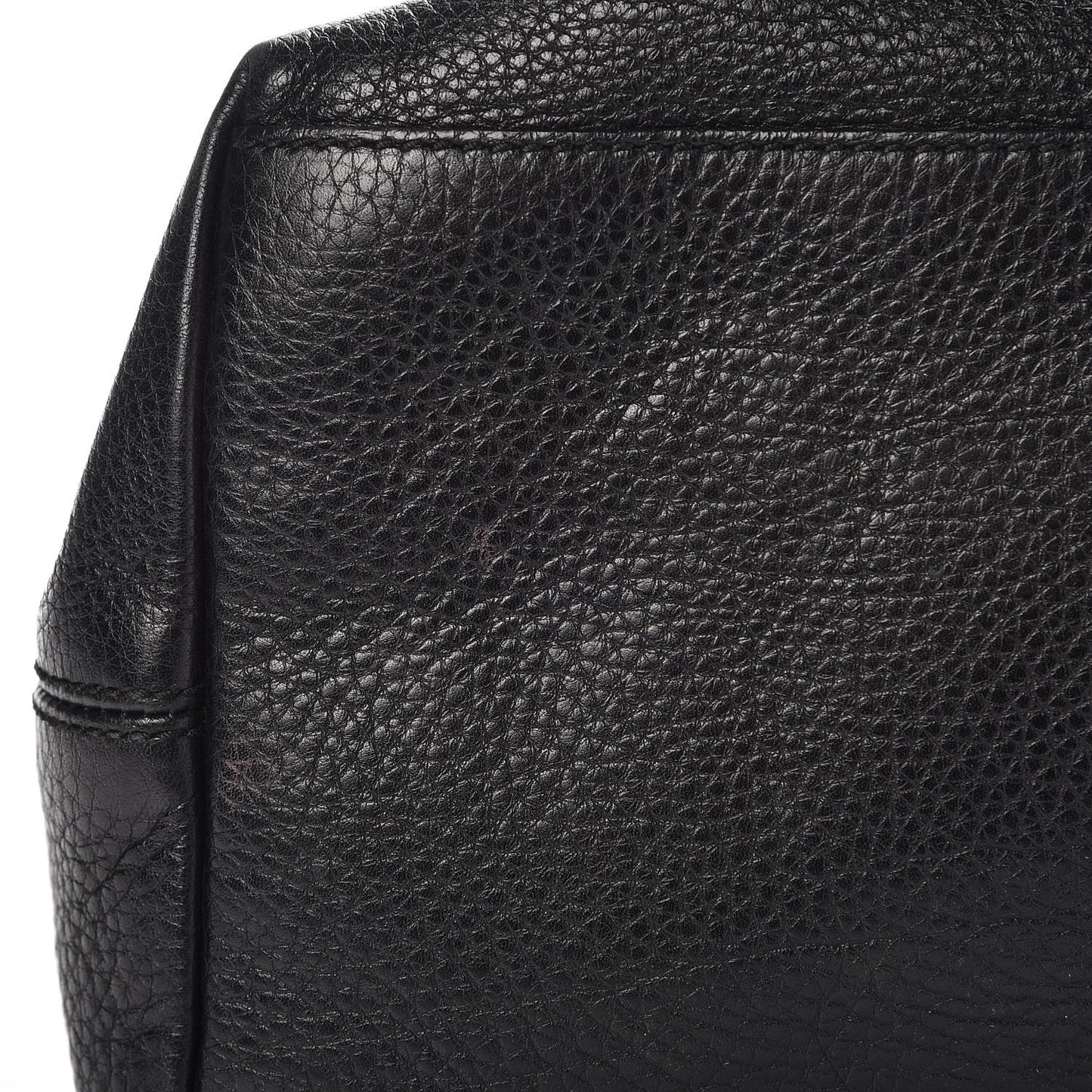 Pebbled Calfskin Large Soho Chain Shoulder Bag Black