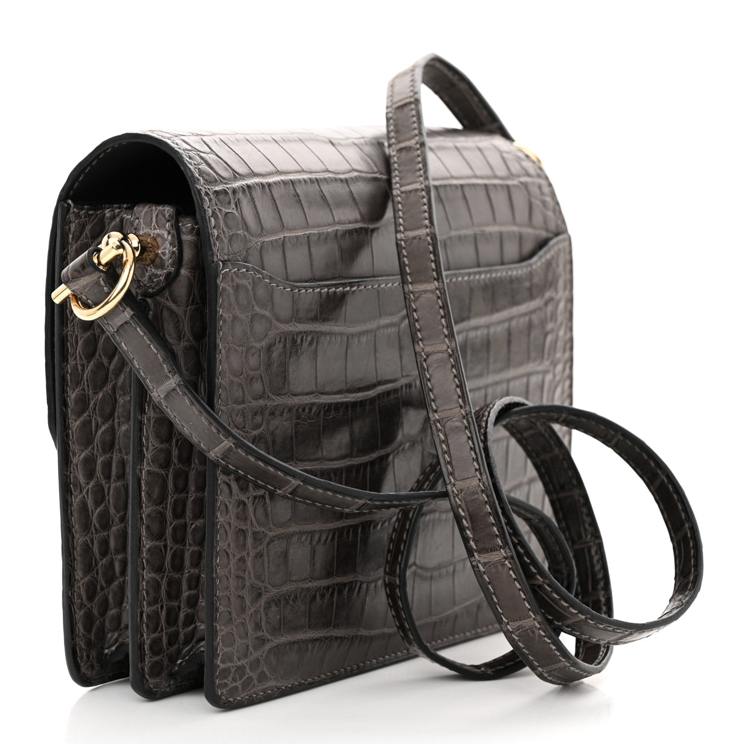 Hermes Matte Alligator Mini Sac Roulis Graphite 3 of 15