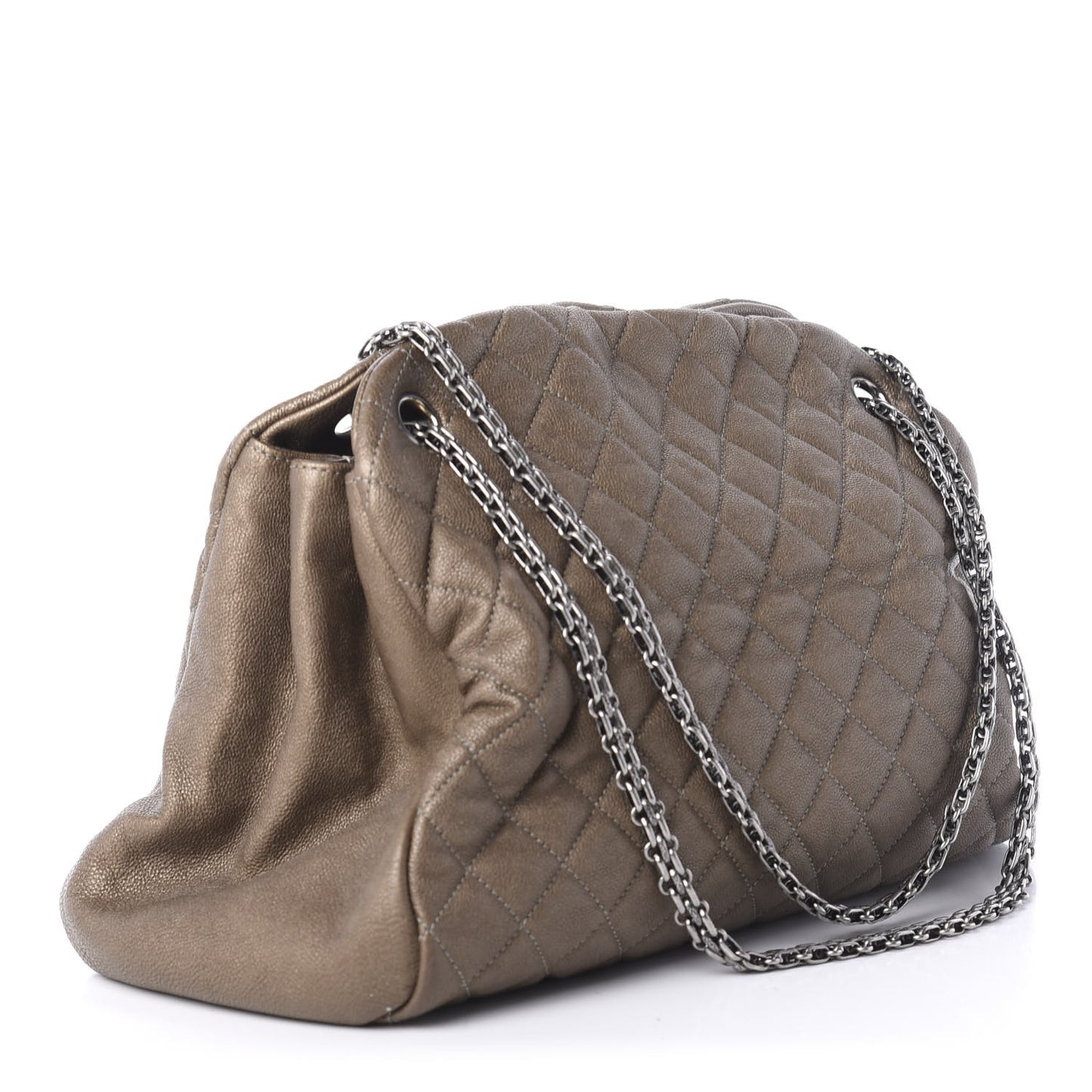 Calfskin Large Just Mademoiselle Bowling Bag Silver