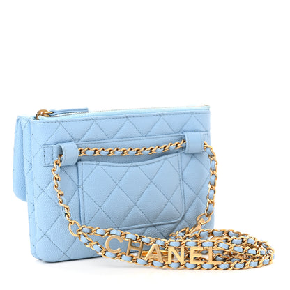 Chanel Shiny Caviar Pick Me Up Flap Belt Bag Light Blue 3 of 10