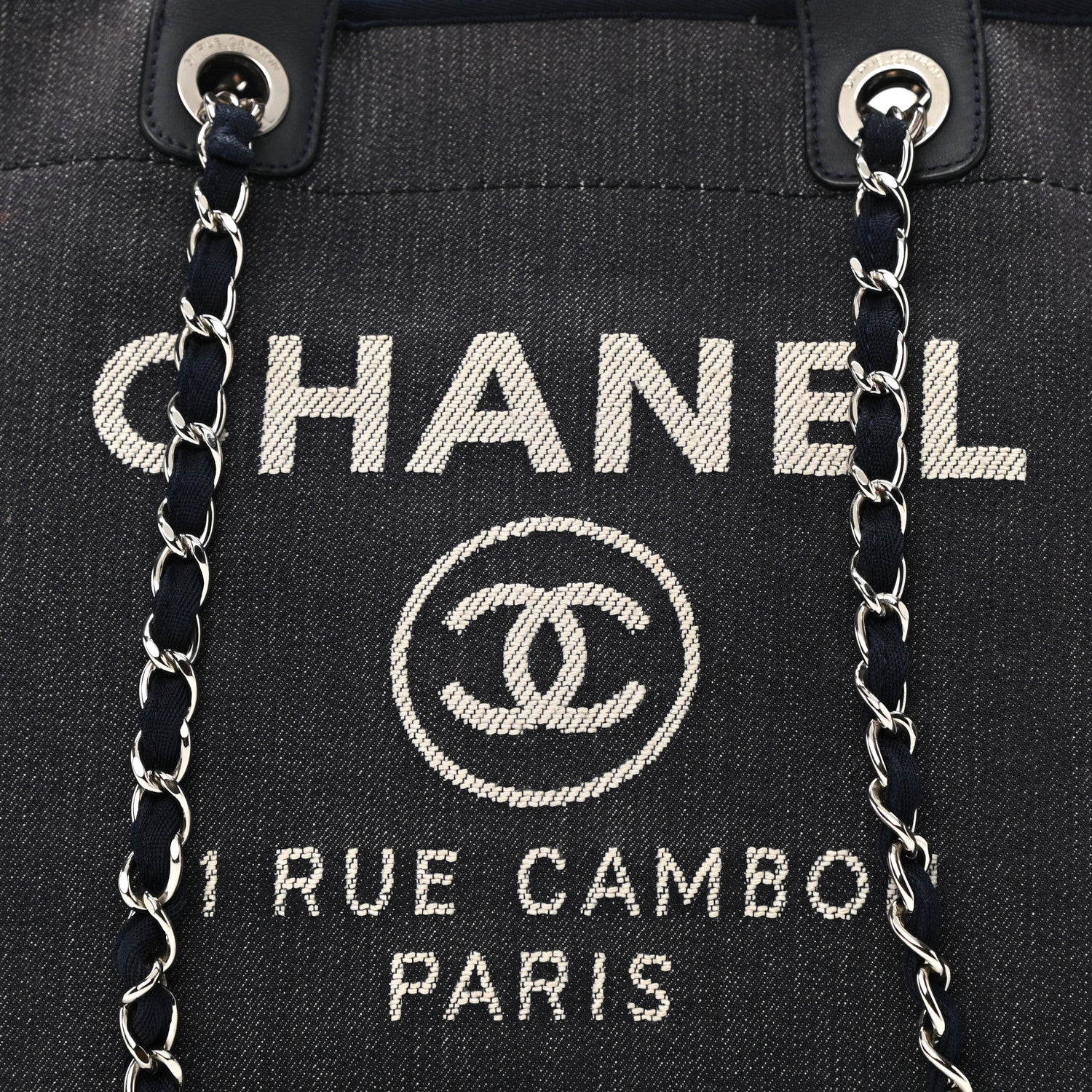 Chanel Denim Medium Deauville Tote Dark Blue 8 of 11