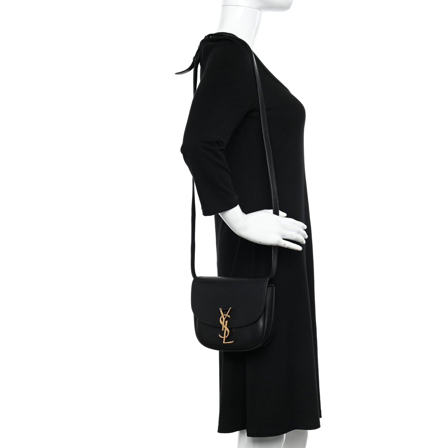 Smooth Calfskin Classic Monogram Small Kaia Satchel Black