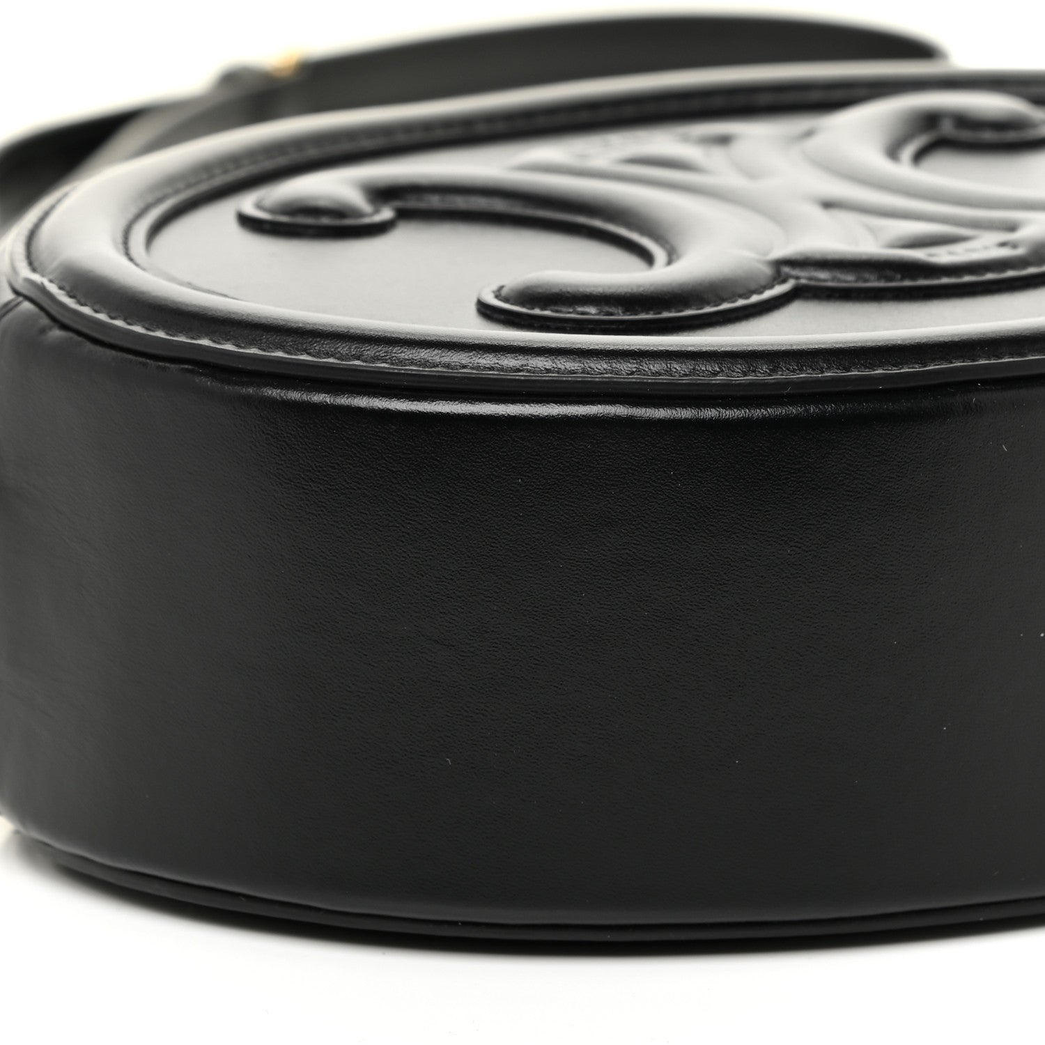 Celine Smooth Calfskin Cuir Triomphe Oval Bag Black 8 of 11