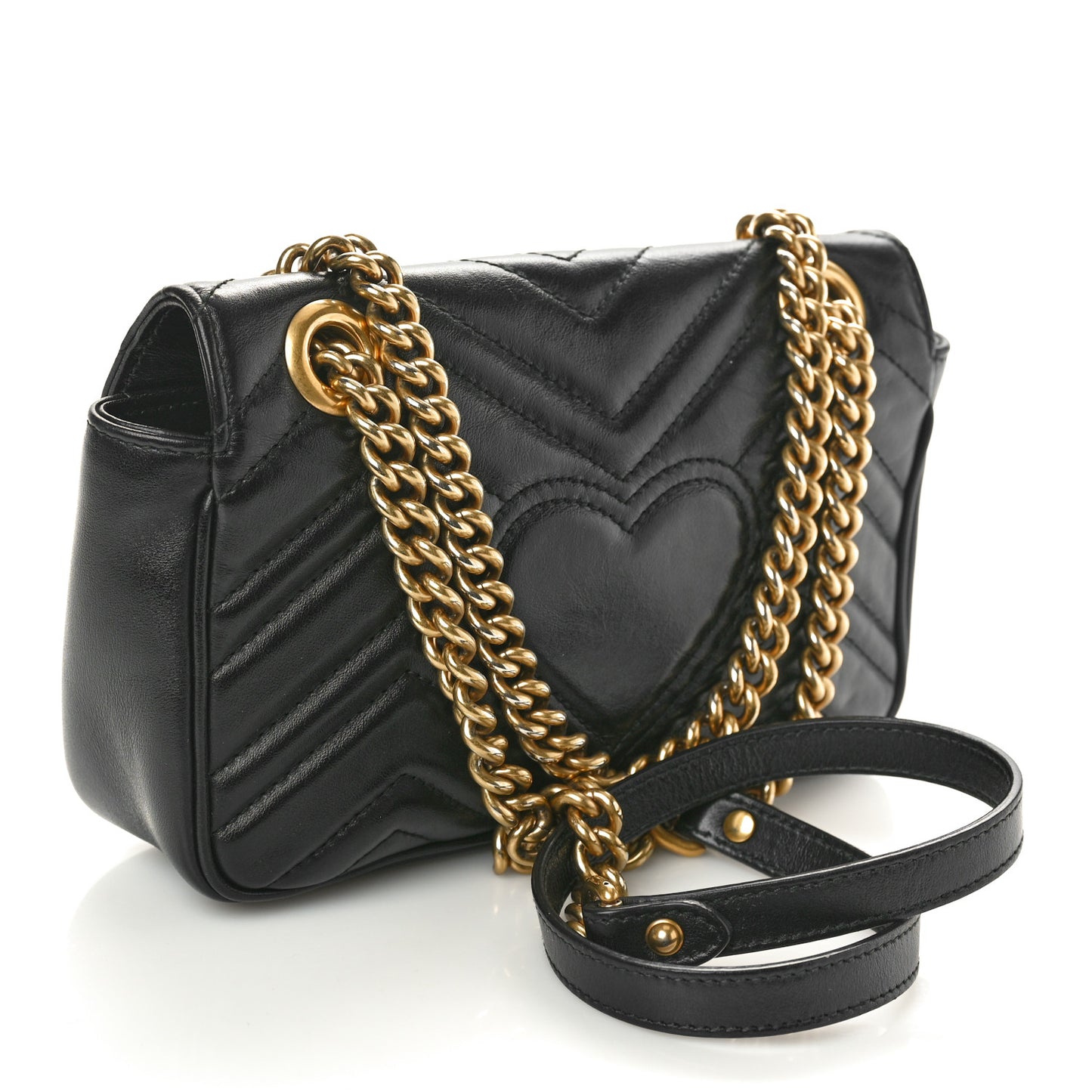 Calfskin Matelasse Mini GG Marmont Shoulder Bag Black
