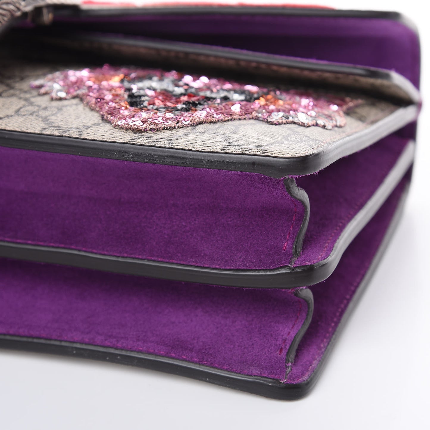 GG Supreme Monogram Embroidered Small Dionysus Shoulder Bag Purple