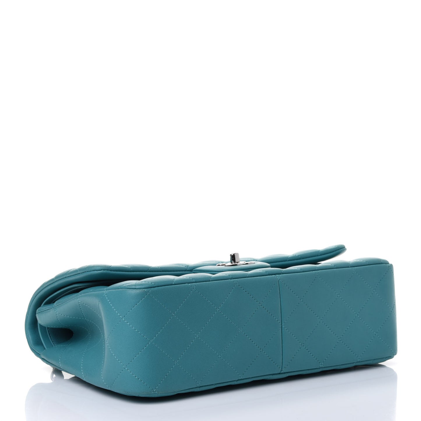 Lambskin Quilted Jumbo Double Flap Turquoise