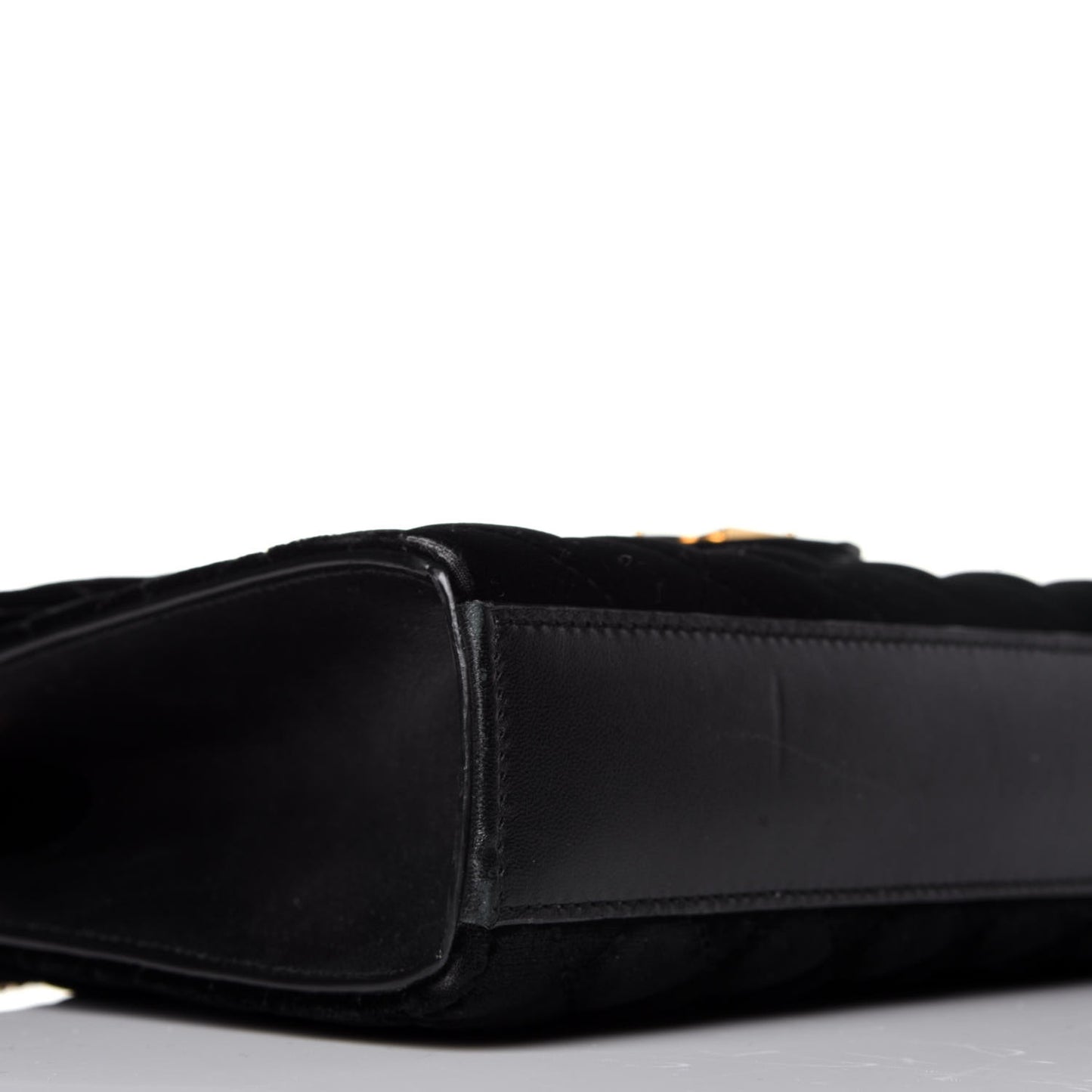 Velvet Tri-Quilt Monogram Medium College Bag Black