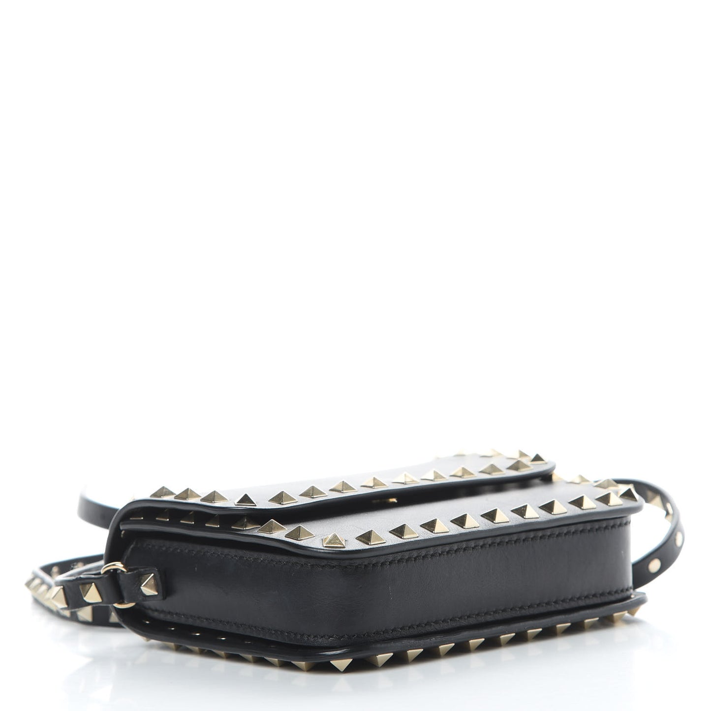Vitello Rockstud Flap Crossbody Bag Black