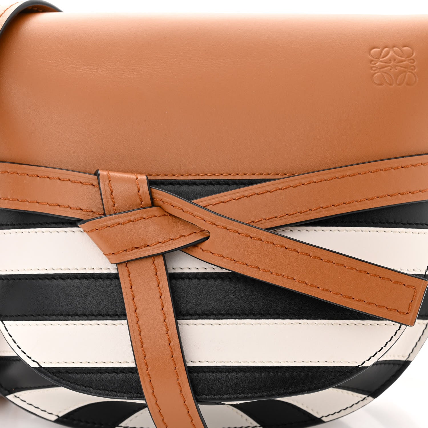 Loewe Calfskin Marine Stripe Small Gate Crossbody Bag Tan 7 of 9