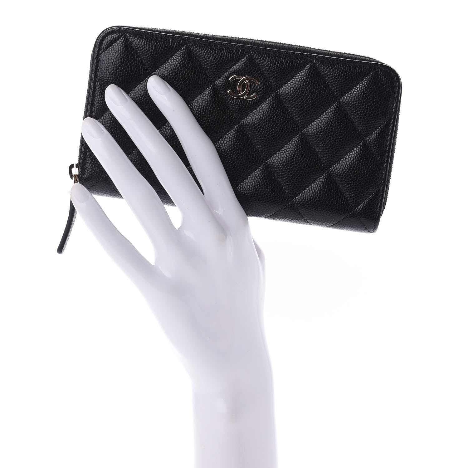 Chanel Caviar Quilted Small Zip Around Wallet Black 2 of 11