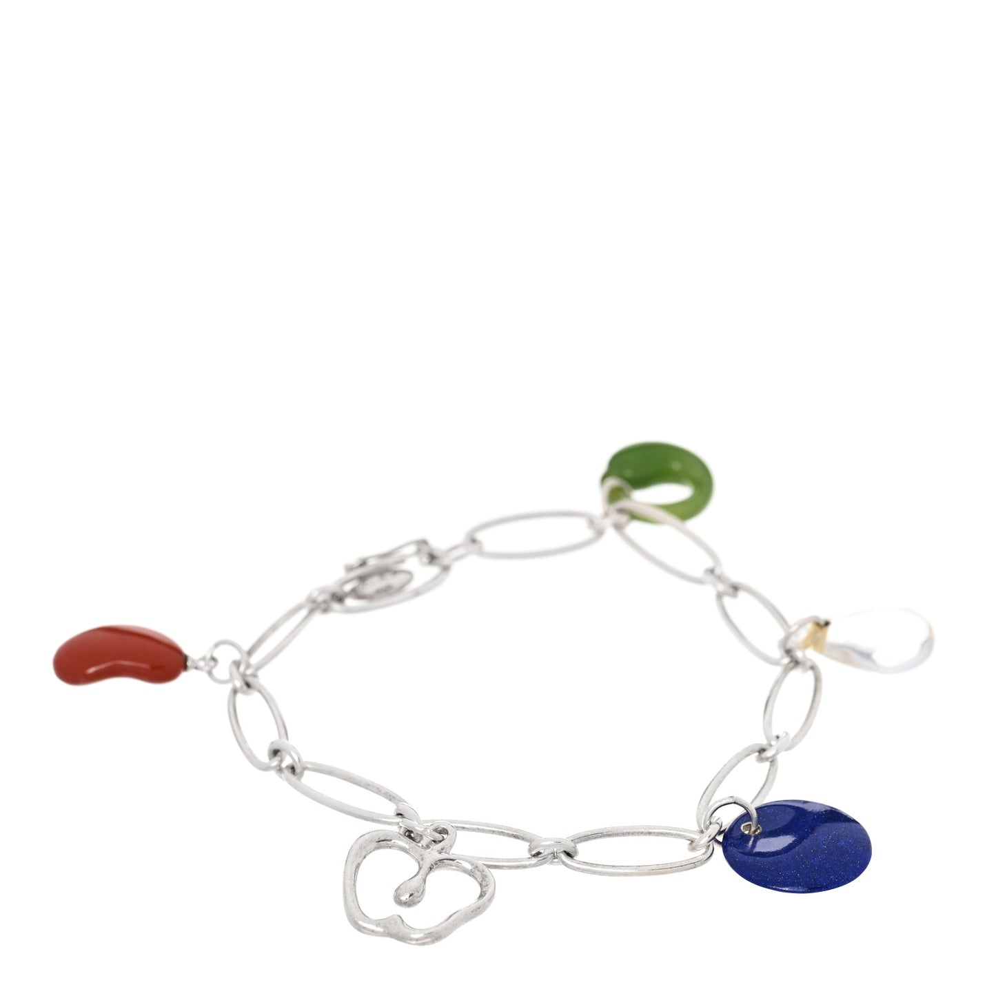Sterling SIlver Multi Gemstone Elsa Peretti Five Charm Bracelet