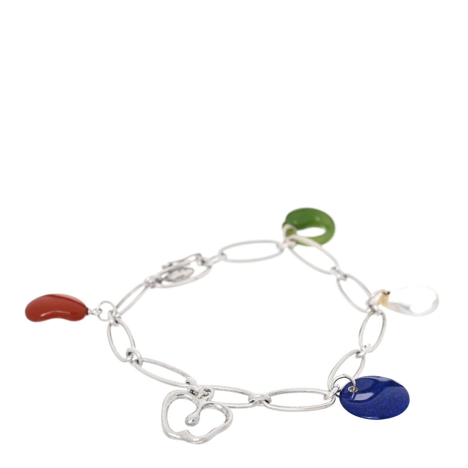 Tiffany Sterling SIlver Multi Gemstone Elsa Peretti Five Charm Bracelet 1 of 4