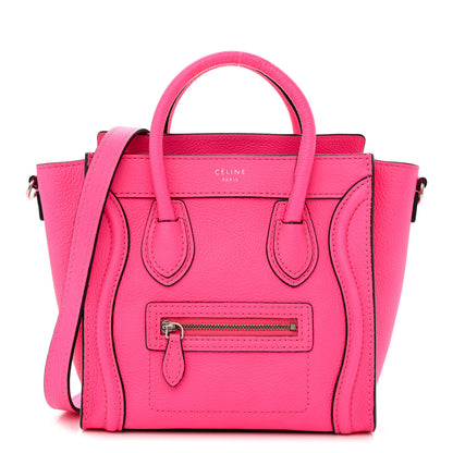 Celine Drummed Calfskin Nano Luggage Fuchsia 1 of 10