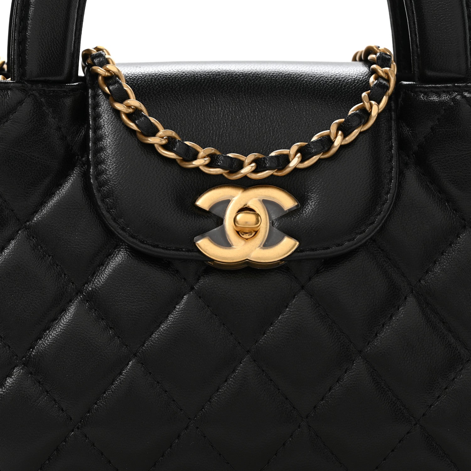 Chanel Shiny Aged Calfskin Quilted Nano Kelly Shopper Black 9 of 12