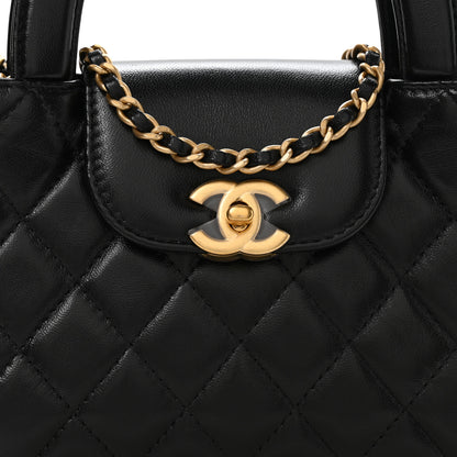 Chanel Shiny Aged Calfskin Quilted Nano Kelly Shopper Black 9 of 12