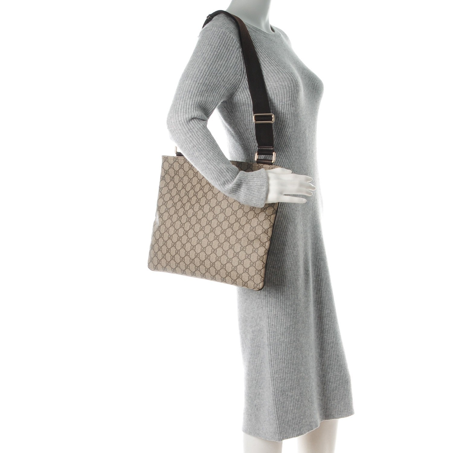 Gucci GG Plus Monogram Large Flat Messenger Bag Beige Brown 2 of 7