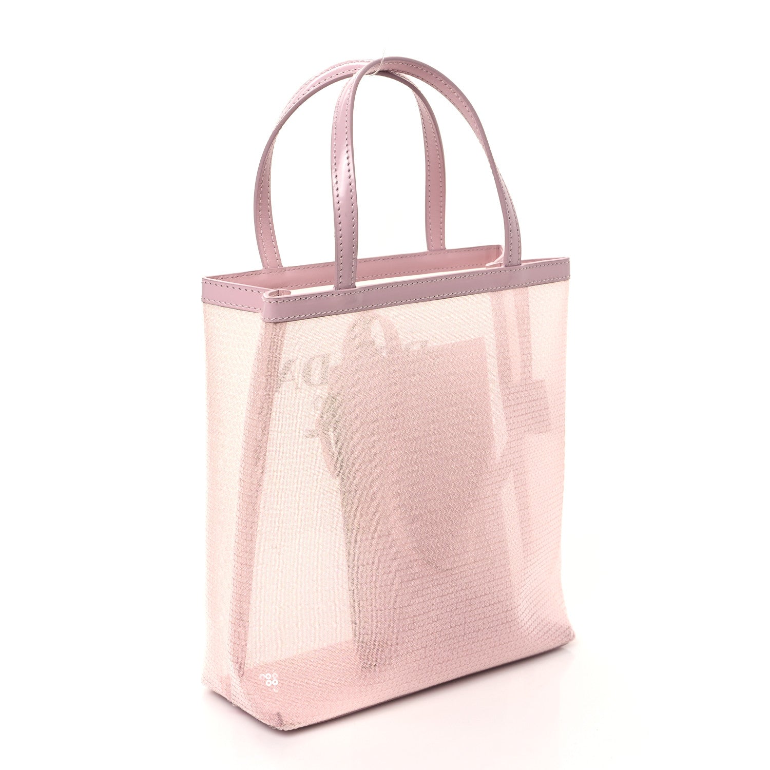 Prada Sequin Mesh Small Tote Bag Pink 4 of 13