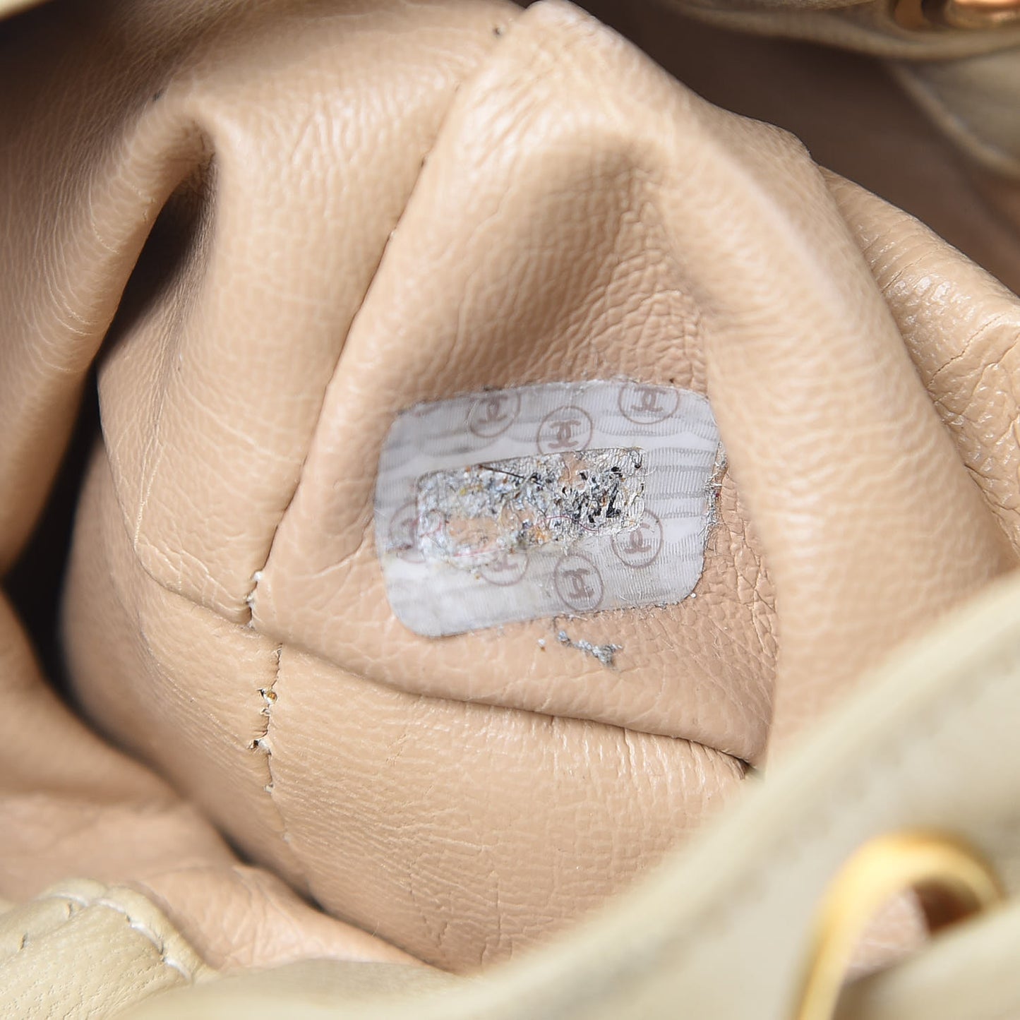 Lambskin Mini CC Drawstring Bag Beige Clair
