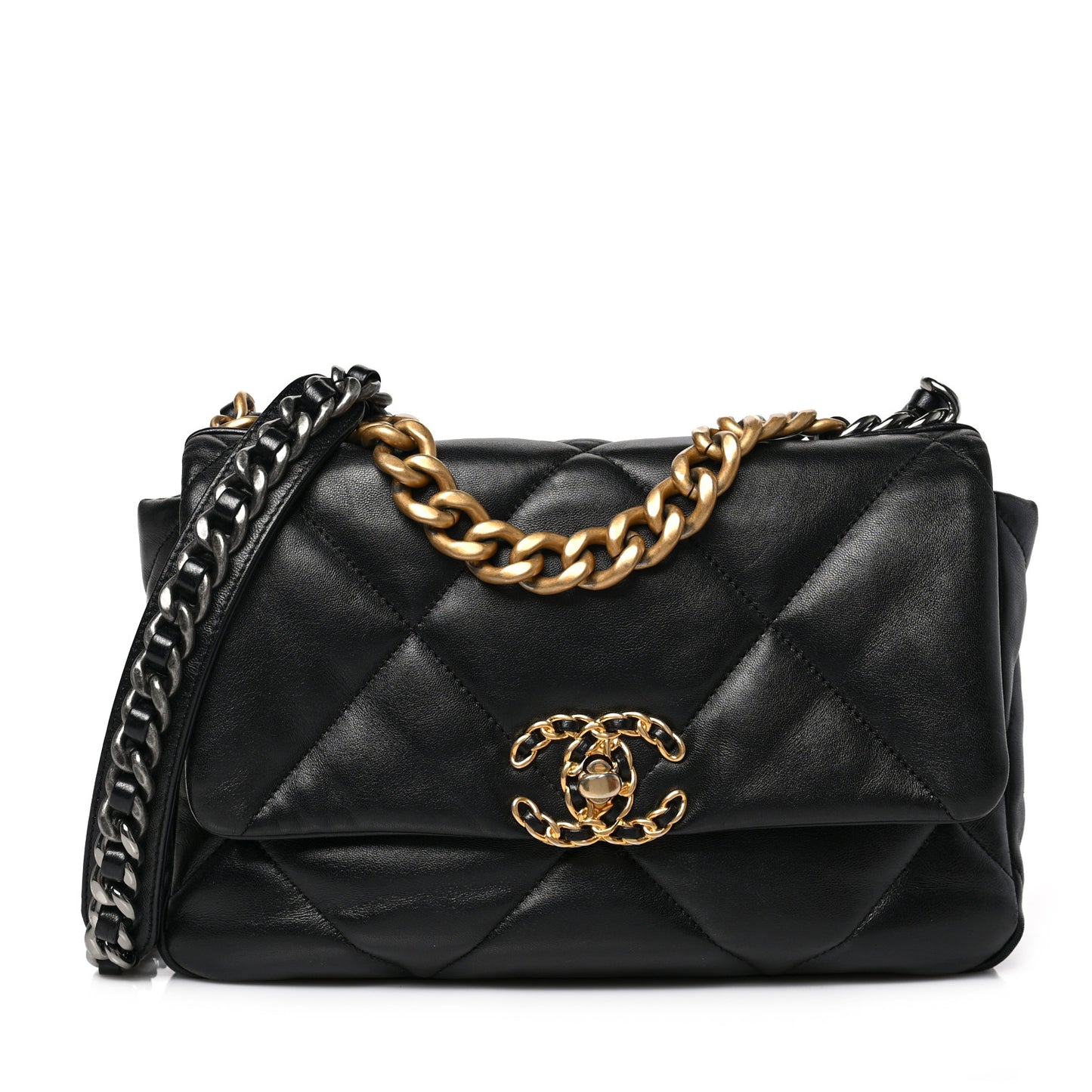 Lambskin Quilted Medium Chanel 19 Flap Black