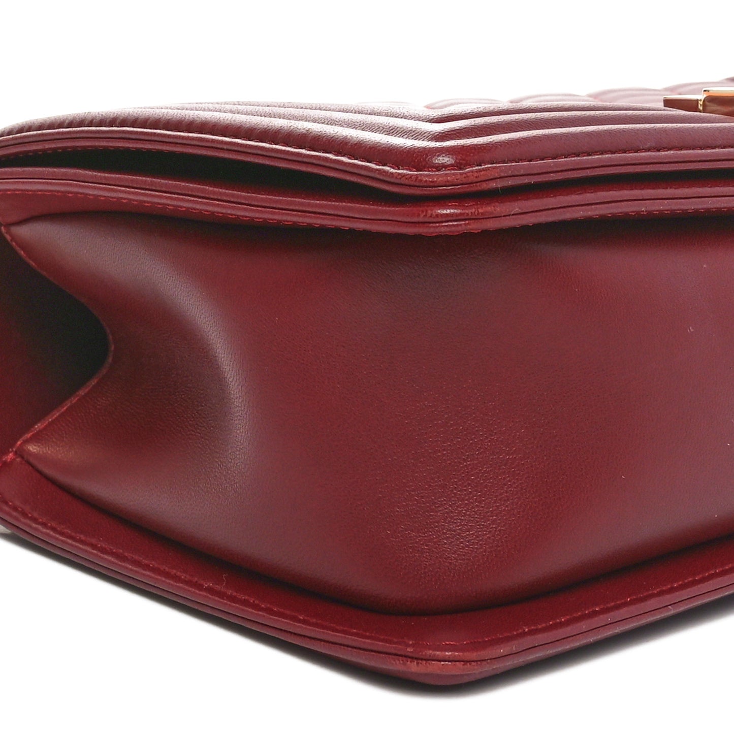 Lambskin Quilted Medium Boy Flap Dark Red