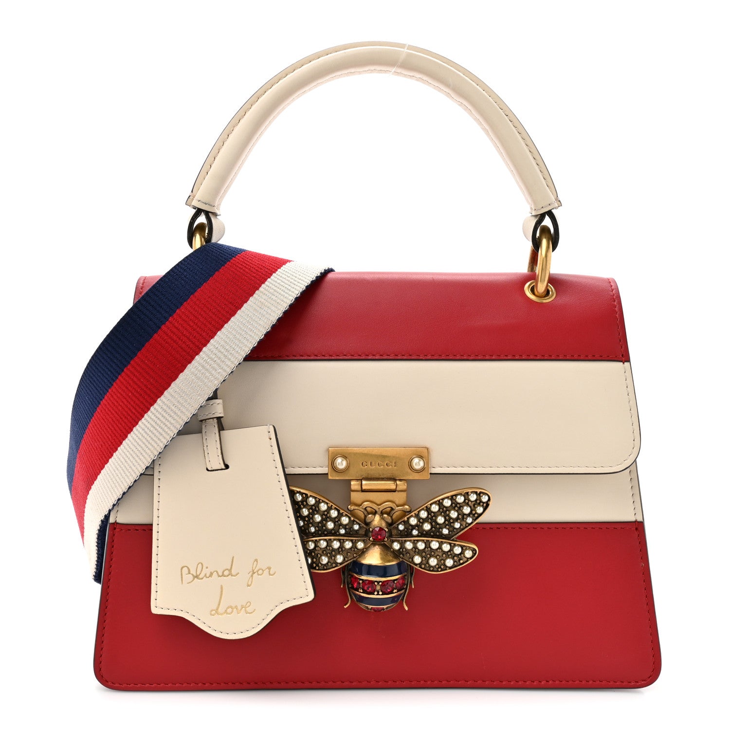 Gucci Calfskin Sylvie Web Small Queen Margaret Top Handle Bag Hibiscus Red Mystic White 1 of 16