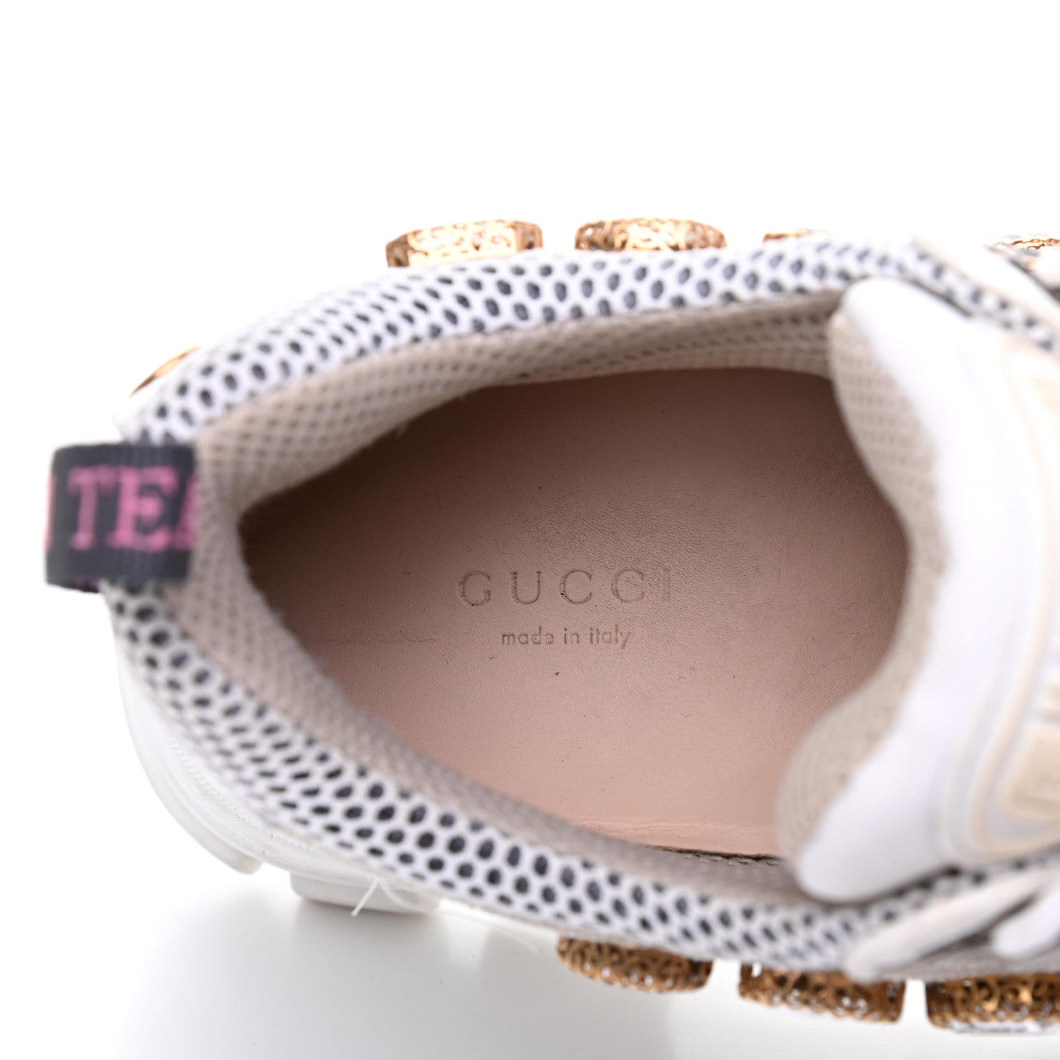 Gucci X SEGA Mesh Calfskin Suede Removable Crystals Womens Flashtrek Sneakers 38.5 Great White 7 of 23