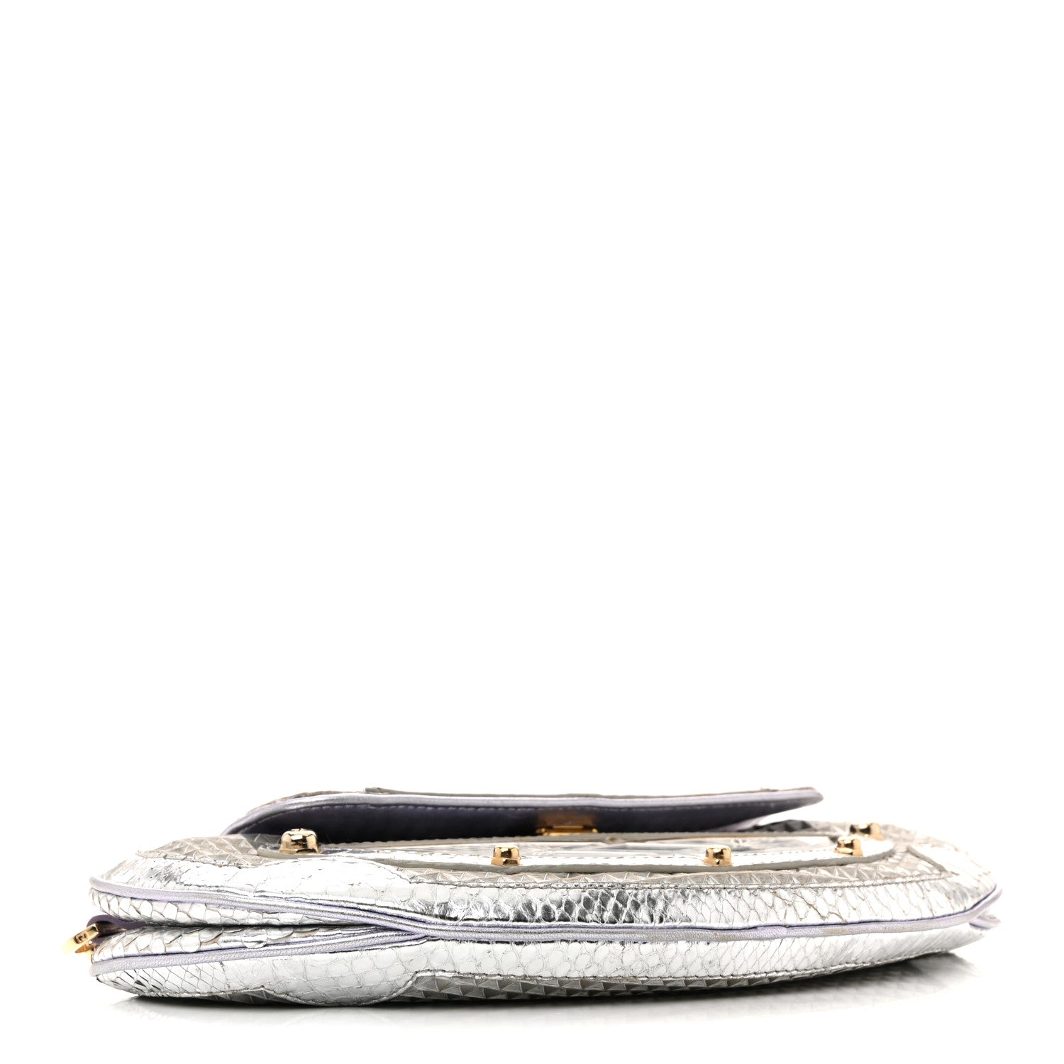 Fendi Snakeskin Nylon Vanity Mirror Clutch Transparent 4 of 14