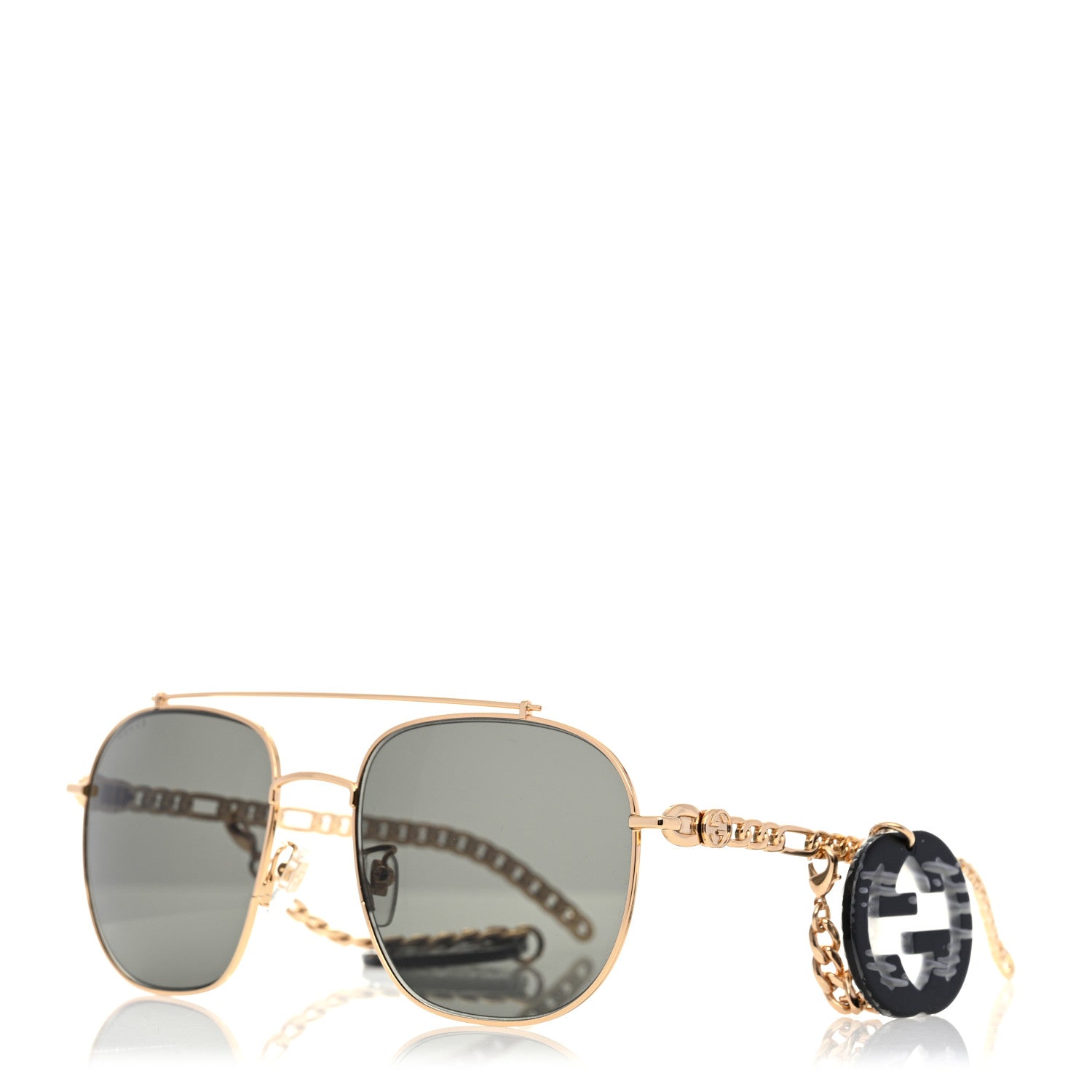 Gucci Aviator Charm Chain Sunglasses GG0727S Gold 1 of 8