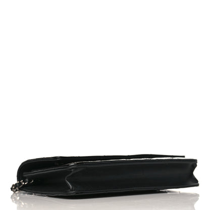 Chanel Patent Calfskin Quilted Wallet On Chain WOC Black 4 of 11