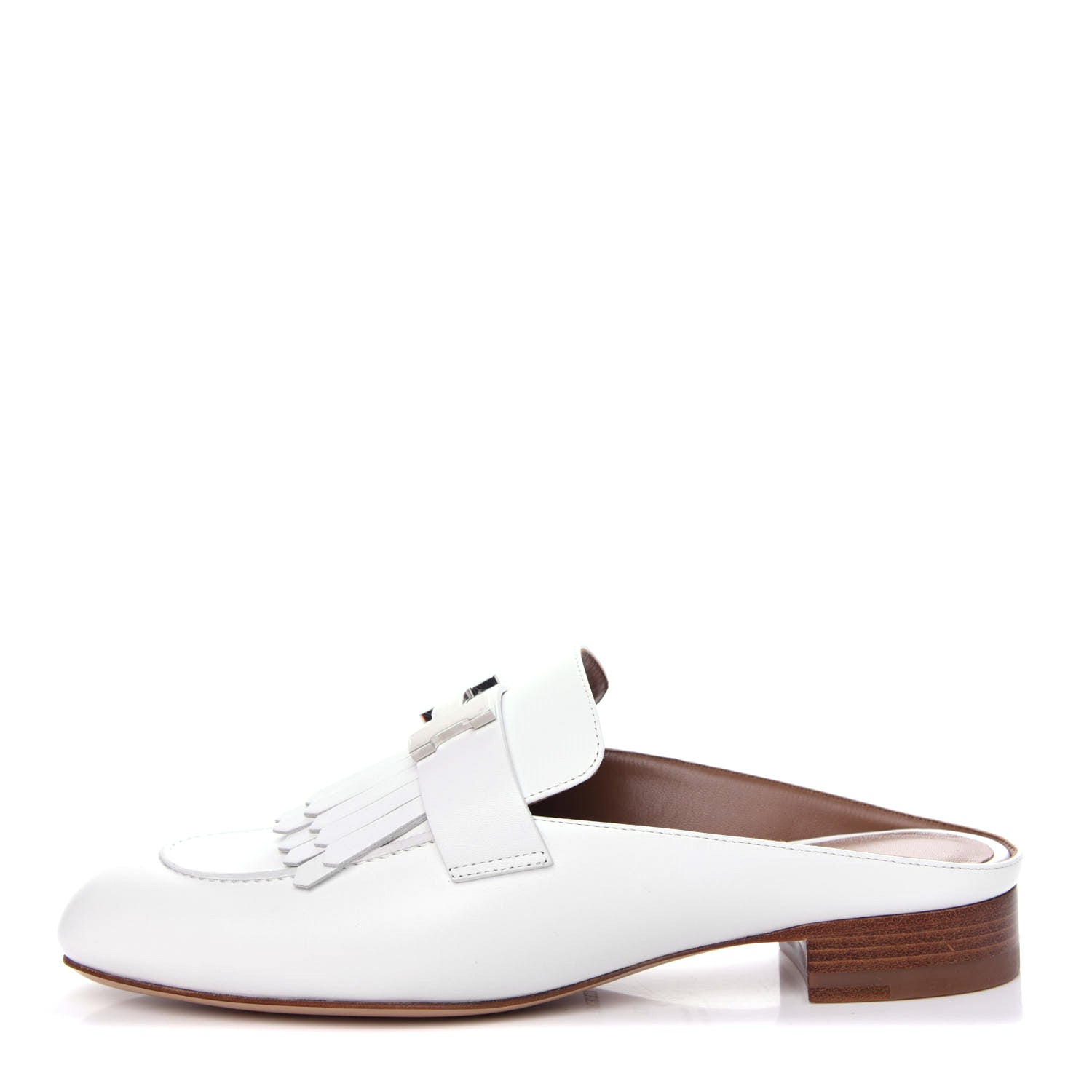 Hermes Goatskin Rivoli Mules 37 White 1 of 9
