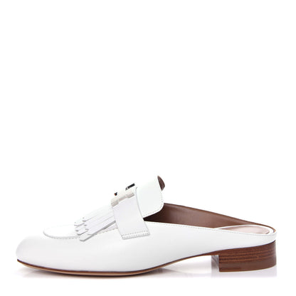 Hermes Goatskin Rivoli Mules 37 White 1 of 9