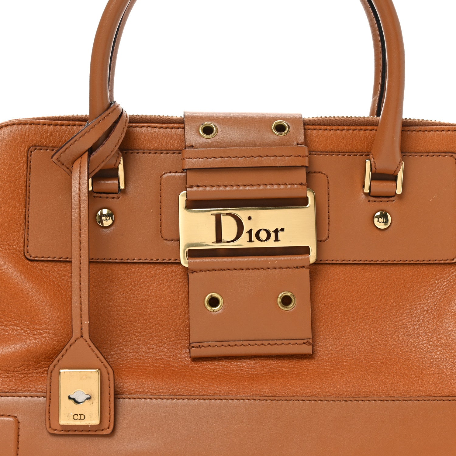 Christian Dior Grained Calfskin Street Chic Top Handle Bag Brown 8 of 10