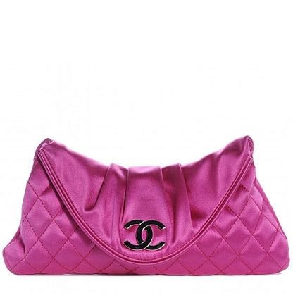 Chanel Satin Quilted Flap Clutch Fuchsia 1 of 7