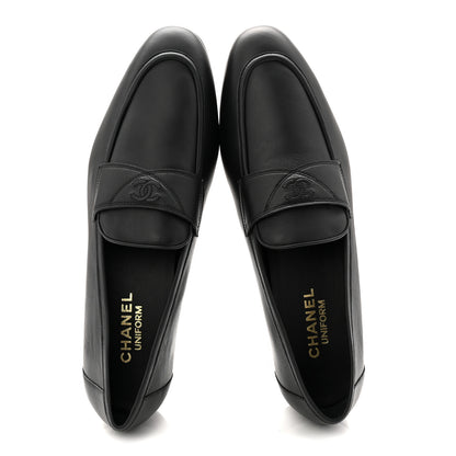 Chanel Calfskin Mens Stitched CC Loafers 45 Black 5 of 9