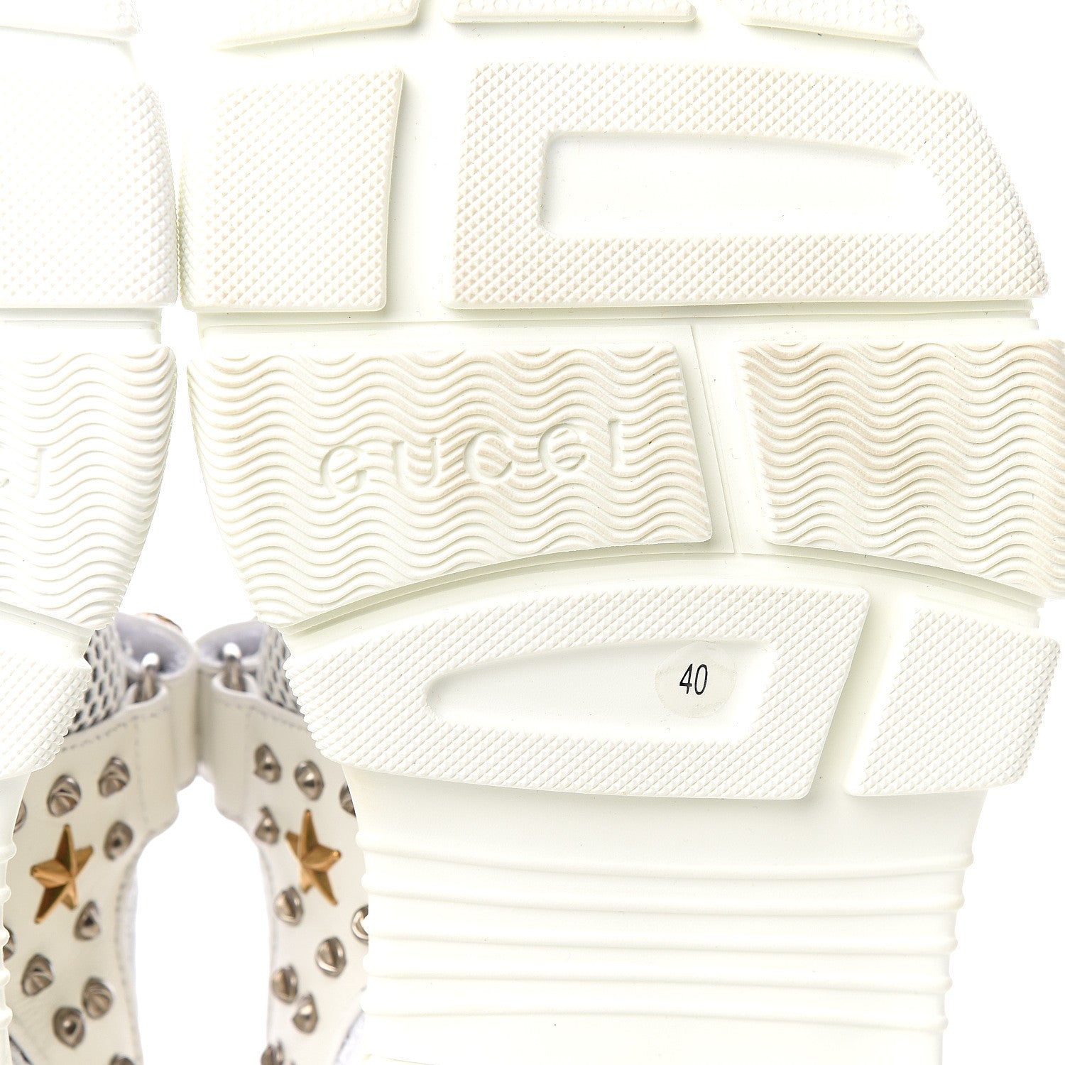 Gucci Nappa Mesh Crystal Embellished Studded Womens Aguru Sandals 40 Great White 6 of 7