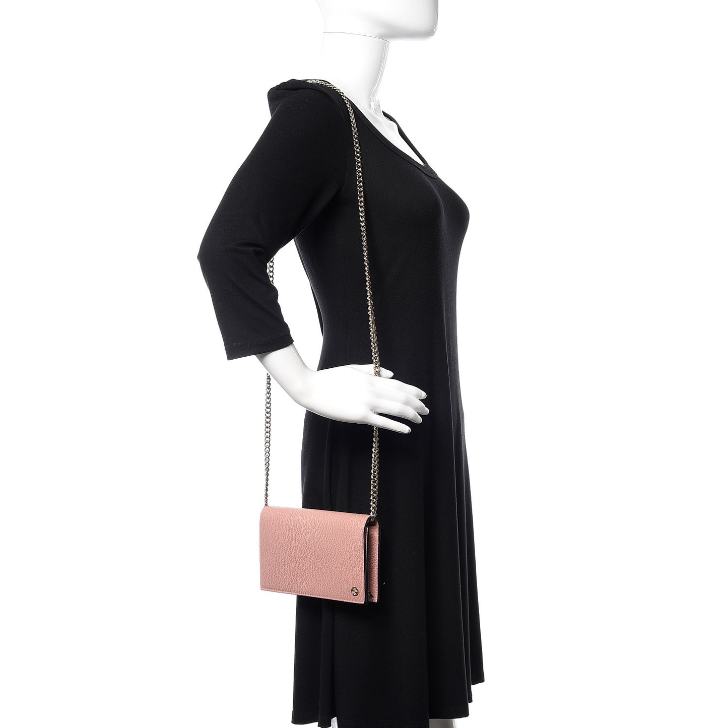 Dollar Calfskin Medium Betty Chain Wallet Soft Pink