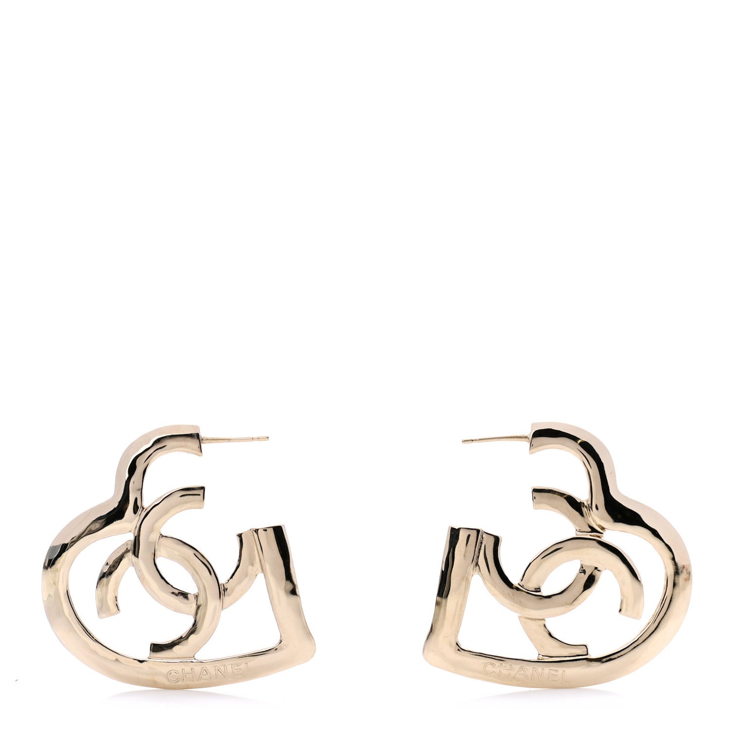 Metal CC Heart Coco In Love Hoop Earrings Gold