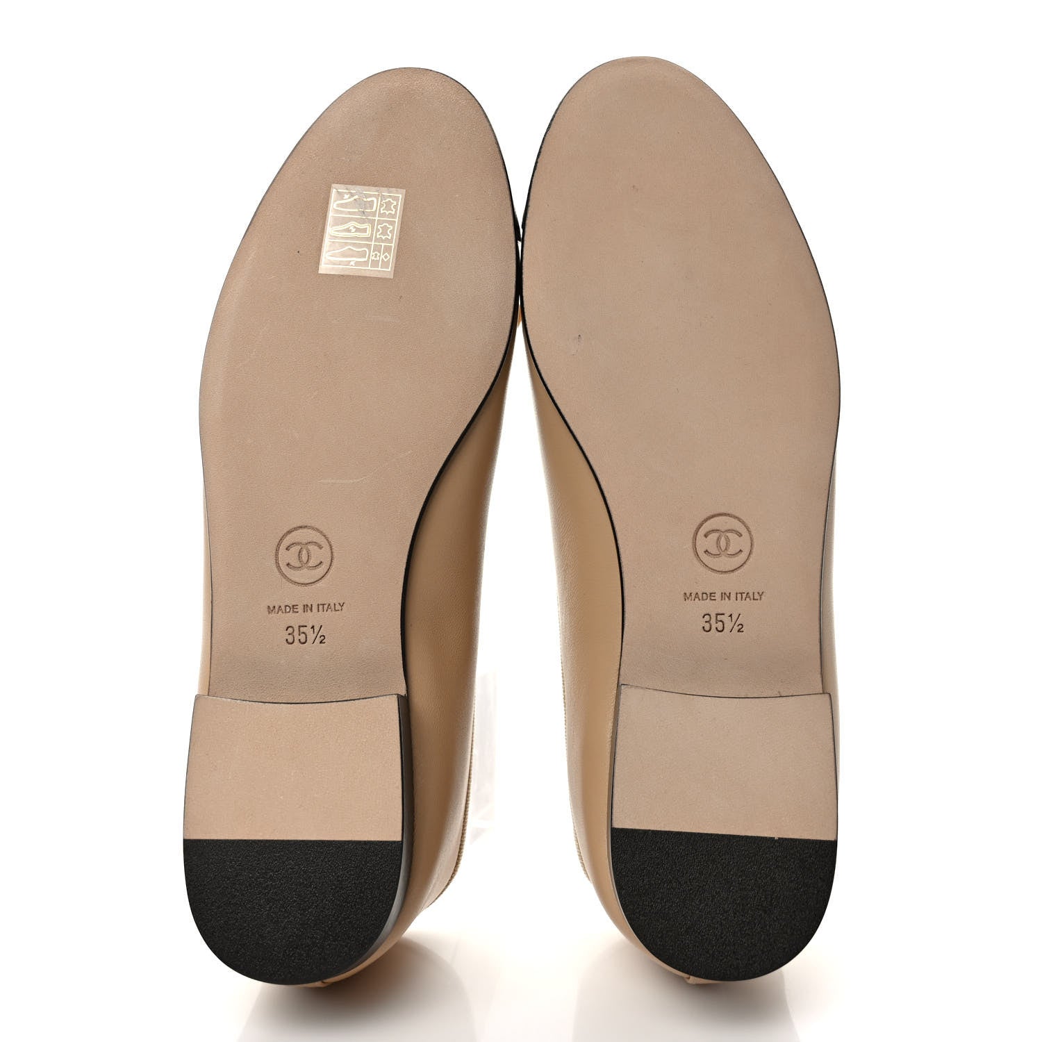 Chanel Lambskin Cap Toe CC Ballerina Flats 35.5 Beige Black 5 of 9