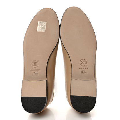 Chanel Lambskin Cap Toe CC Ballerina Flats 35.5 Beige Black 5 of 9