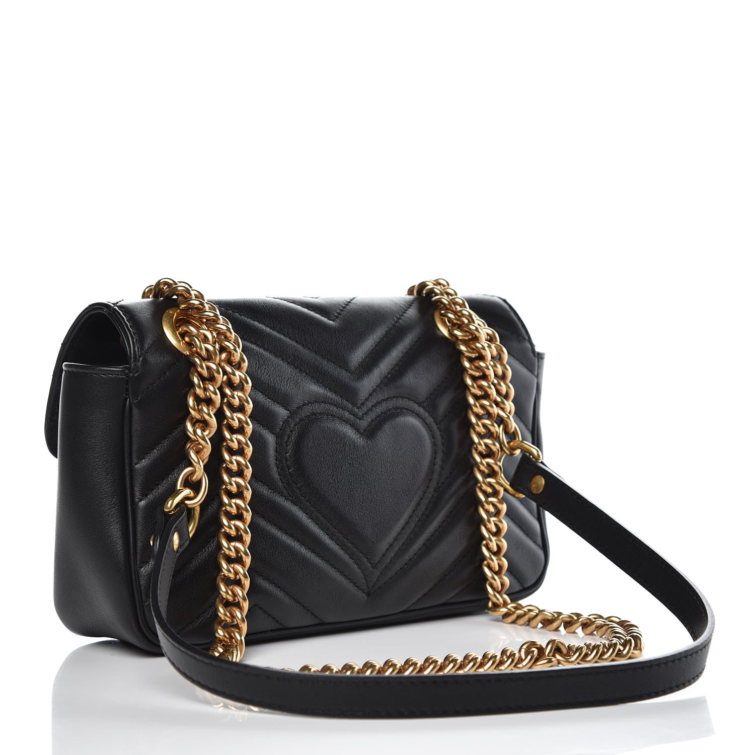 Gucci Calfskin Matelasse Mini GG Marmont Shoulder Bag Black 3 of 11