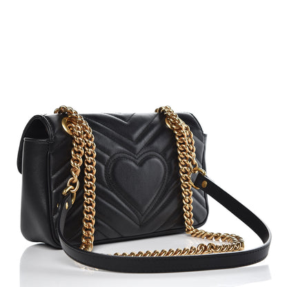 Gucci Calfskin Matelasse Mini GG Marmont Shoulder Bag Black 3 of 11