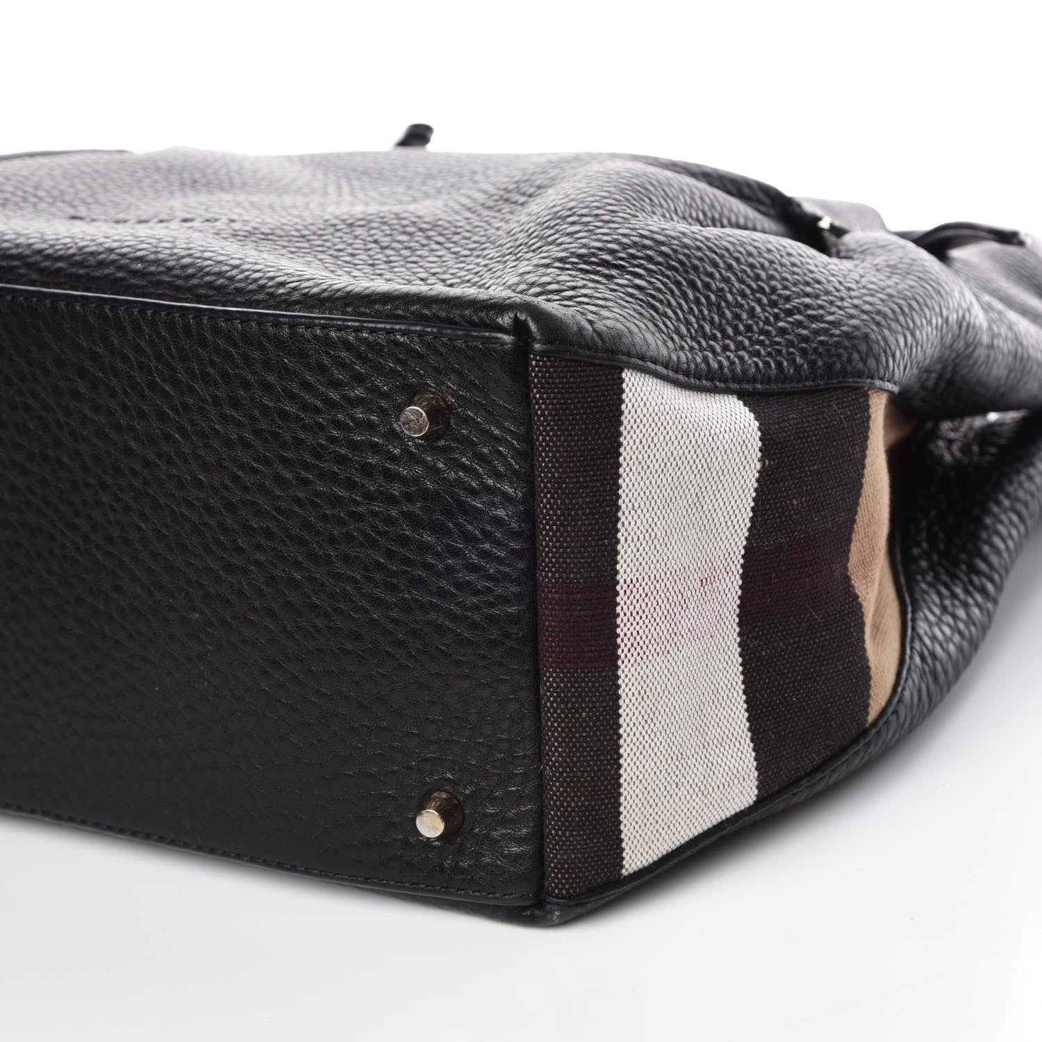 Burberry Grainy Calfskin House Check Medium Maidstone Black 9 of 11