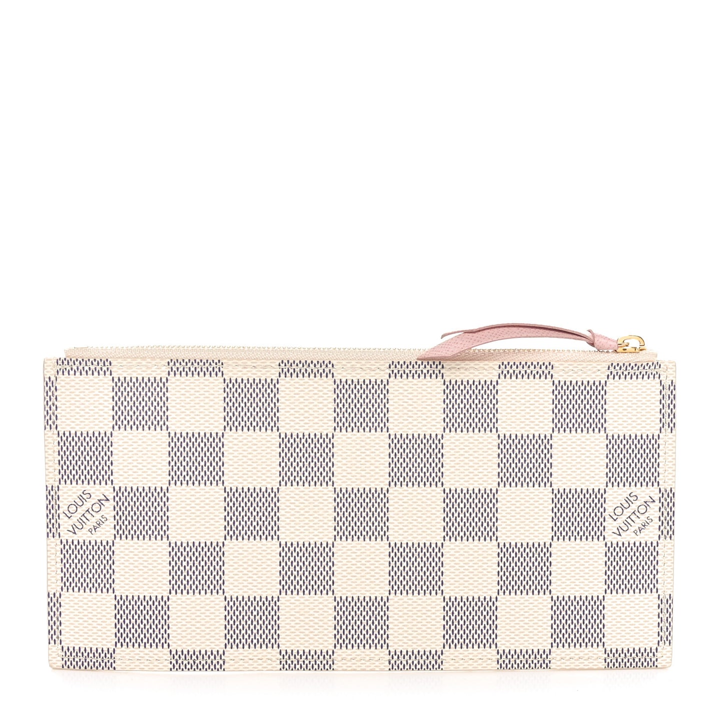 Damier Azur Felicie Chain Wallet Zippered Insert Rose Ballerine