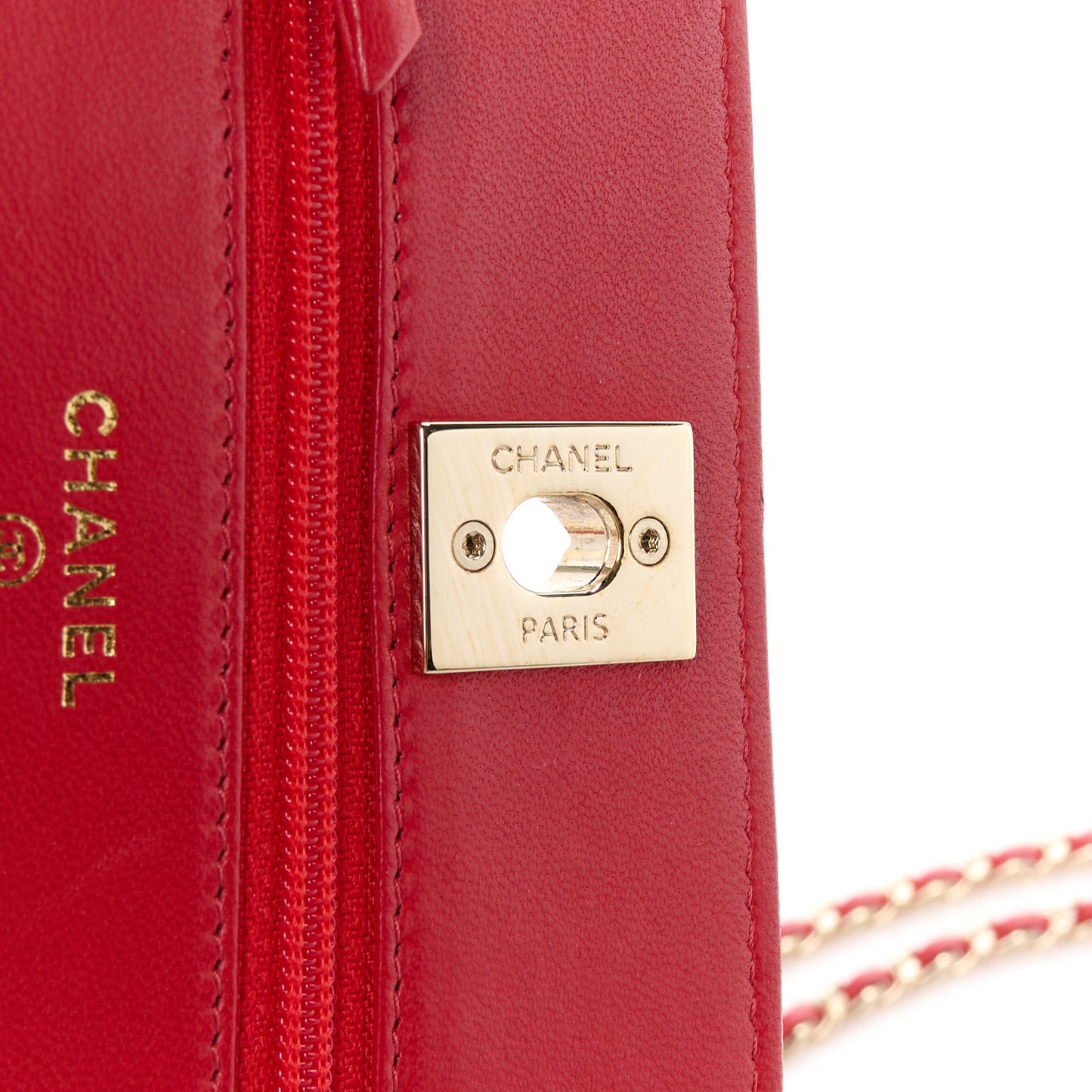 Lambskin Quilted Trendy CC Wallet On Chain WOC Red