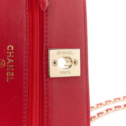 Chanel Lambskin Quilted Trendy CC Wallet On Chain WOC Red 7 of 14