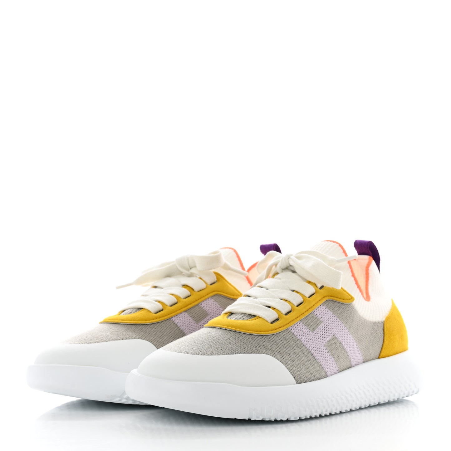 Knit Suede Goatskin Womens Crew Sneakers 38 Multicolor Gris