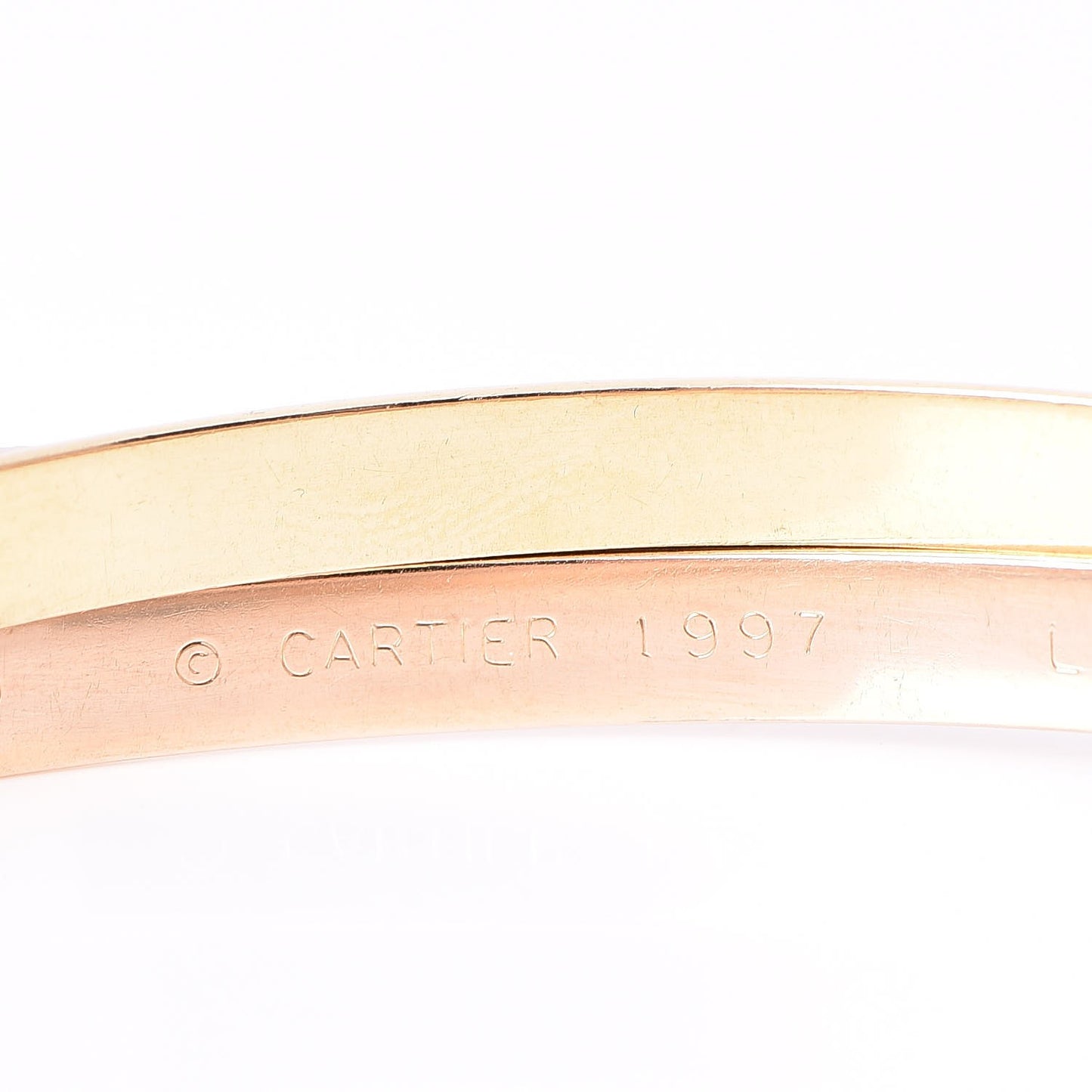 18K Pink Yellow White Gold Trinity Bangle
